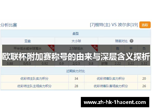 欧联杯附加赛称号的由来与深层含义探析 欧联杯附加赛称号的由来与深层含义探析